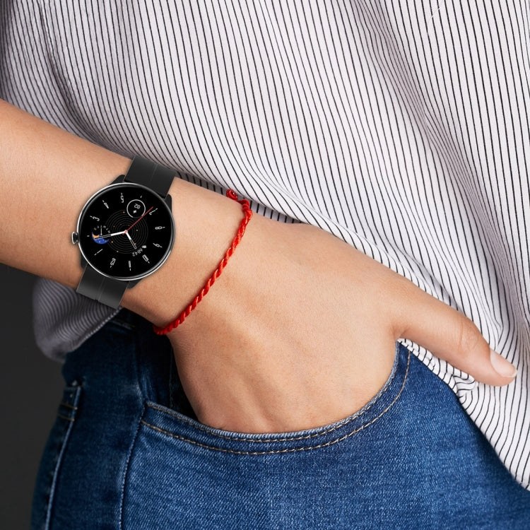 For Amazfit GTR Mini 20mm Flat Head Groove Reverse Buckle Silicone Watch Band(Navy Blue)