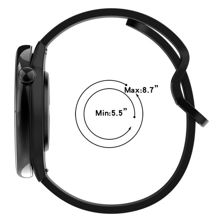 For Amazfit GTR Mini 20mm Flat Head Groove Reverse Buckle Silicone Watch Band(Black)