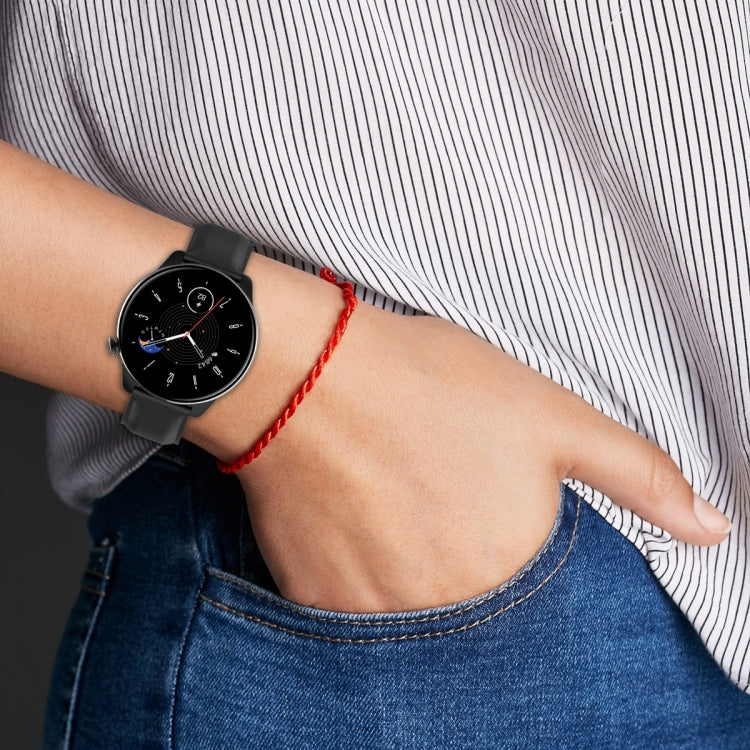 For Amazfit GTR Mini Round Tail Genuine Leather Watch Band(Light Blue)