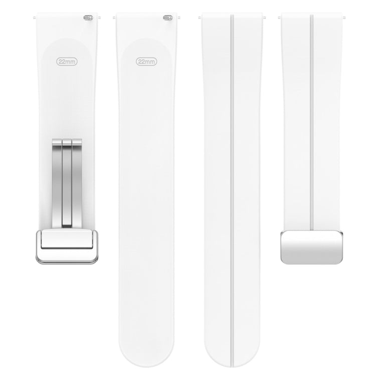 For Amazfit GTR 4 Magnetic Fold Clasp Silver Buckle Silicone Watch Band(White)