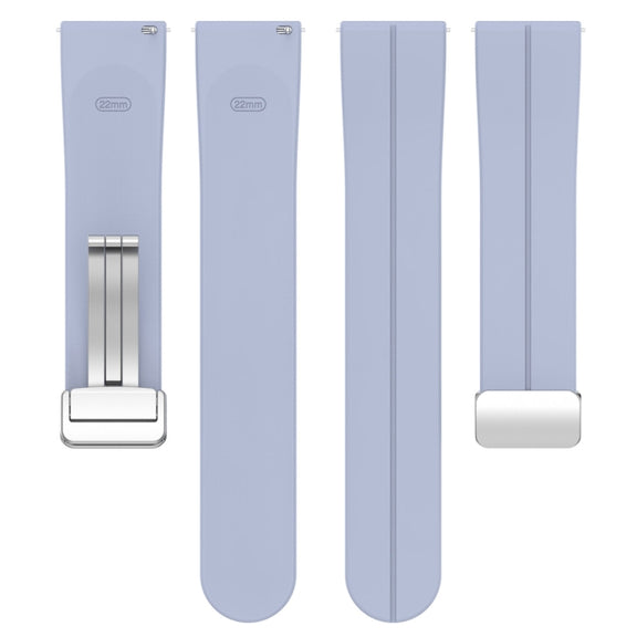 For Amazfit GTR 4 Magnetic Fold Clasp Silver Buckle Silicone Watch Band(Light Blue)