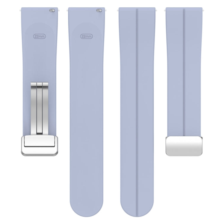 For Amazfit GTR 4 Magnetic Fold Clasp Silver Buckle Silicone Watch Band(Light Blue)