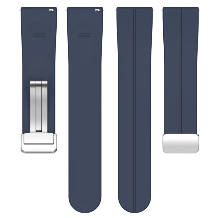 For Amazfit GTR 4 Magnetic Fold Clasp Silver Buckle Silicone Watch Band(Midnight Blue) -  by PMC TechLife | Online Shopping South Africa | PMC TechLife