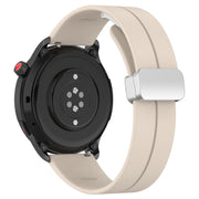 For Amazfit GTR 4 Magnetic Fold Clasp Silver Buckle Silicone Watch Band(Starlight Color)