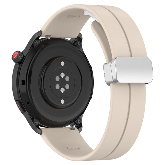 For Amazfit GTR 4 Magnetic Fold Clasp Silver Buckle Silicone Watch Band(Starlight Color)