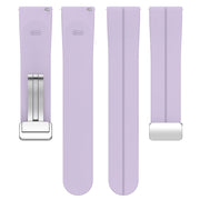 For Amazfit GTR 4 Magnetic Fold Clasp Silver Buckle Silicone Watch Band(Light Purple)