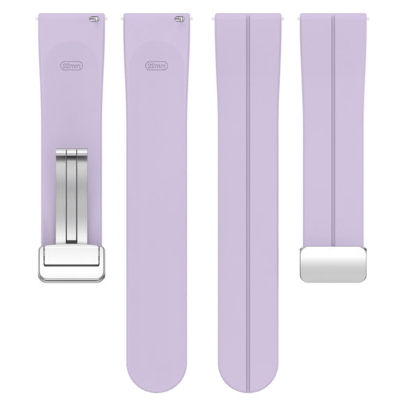 For Amazfit GTR 4 Magnetic Fold Clasp Silver Buckle Silicone Watch Band(Light Purple)