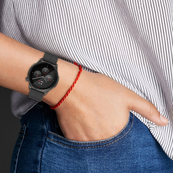 For Amazfit GTR 4 Magnetic Fold Clasp Silver Buckle Silicone Watch Band(Starlight Color)