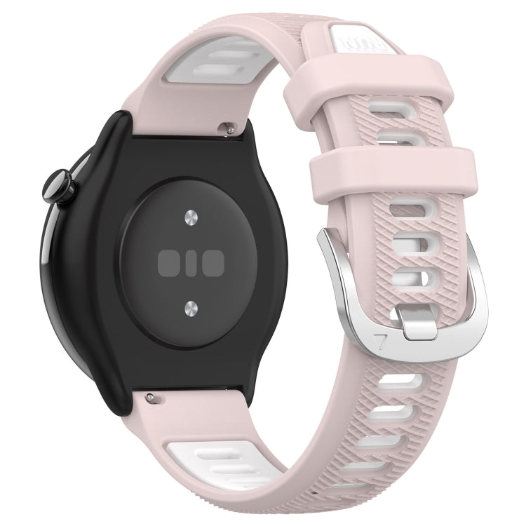 For Amazfit GTR Mini 20mm Cross Texture Two Color Silicone Stainless Steel Buckle Watch Band(Pink White) -  by PMC TechLife | Online Shopping South Africa | PMC TechLife