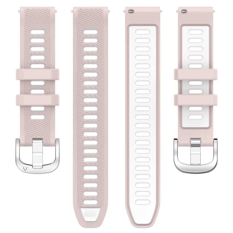For Amazfit GTR Mini 20mm Cross Texture Two Color Silicone Stainless Steel Buckle Watch Band(Pink White) -  by PMC TechLife | Online Shopping South Africa | PMC TechLife
