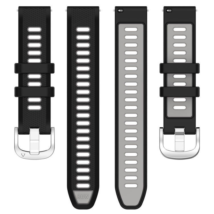 For Amazfit GTR Mini 20mm Cross Texture Two Color Silicone Stainless Steel Buckle Watch Band(Black Gray) -  by PMC TechLife | Online Shopping South Africa | PMC TechLife