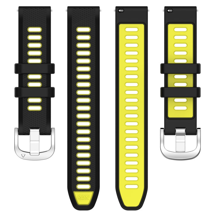 For Amazfit GTR Mini 20mm Cross Texture Two Color Silicone Stainless Steel Buckle Watch Band(Black Lime Green) -  by PMC TechLife | Online Shopping South Africa | PMC TechLife
