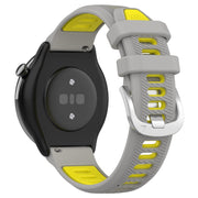 For Amazfit GTR Mini 20mm Cross Texture Two Color Silicone Stainless Steel Buckle Watch Band(Gray Yellow)