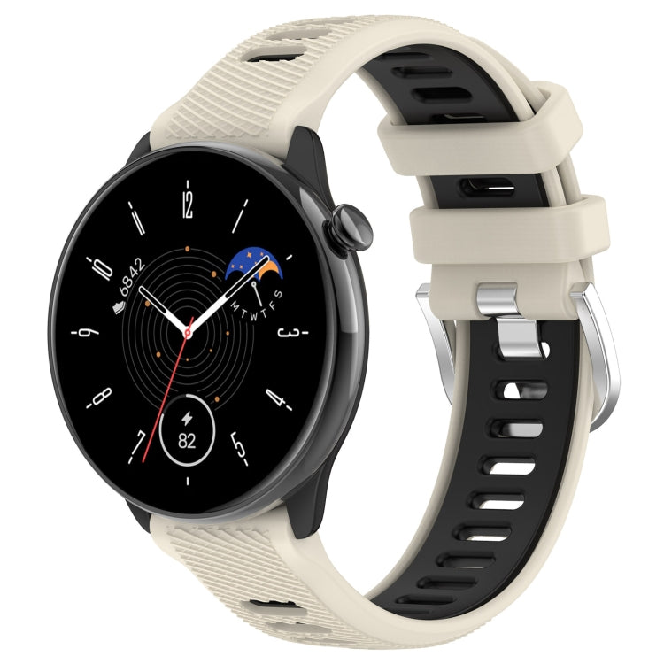 For Amazfit GTR Mini 20mm Cross Texture Two Color Silicone Stainless Steel Buckle Watch Band(Starlight Black) -  by PMC TechLife | Online Shopping South Africa | PMC TechLife