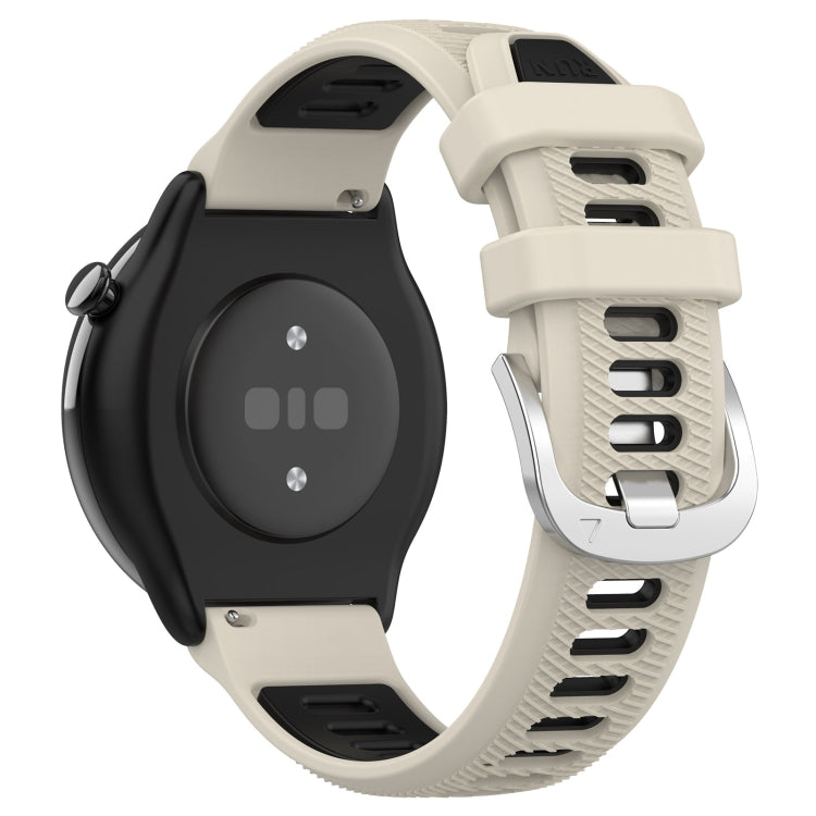 For Amazfit GTR Mini 20mm Cross Texture Two Color Silicone Stainless Steel Buckle Watch Band(Starlight Black) -  by PMC TechLife | Online Shopping South Africa | PMC TechLife