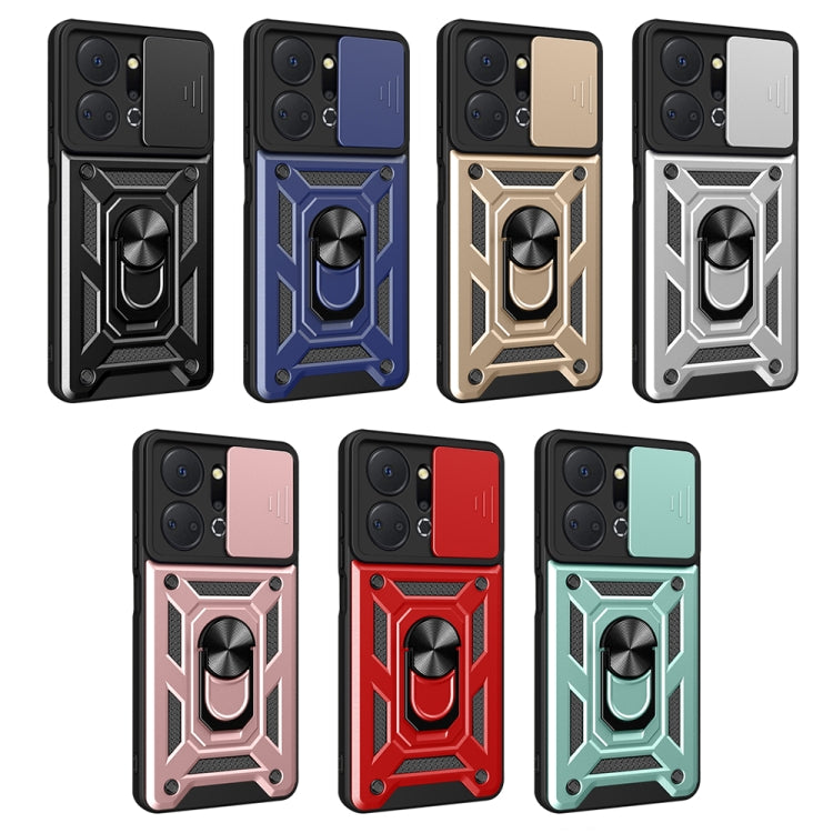 For Honor X7a 5G Sliding Camera Cover Design TPU+PC Phone Case(Silver)