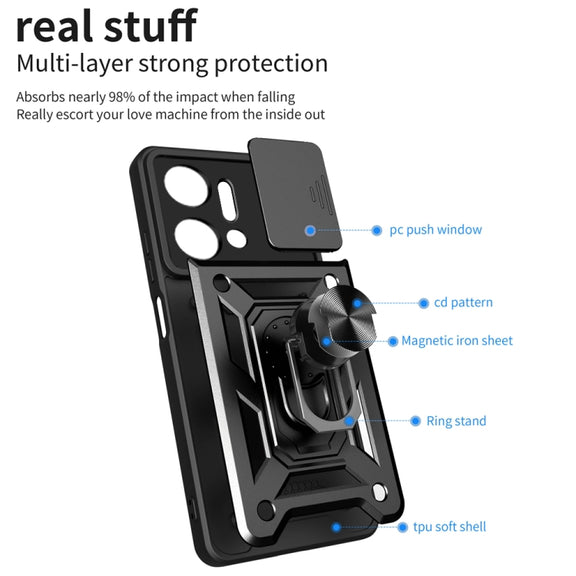 For Honor X7a 5G Sliding Camera Cover Design TPU+PC Phone Case(Silver)