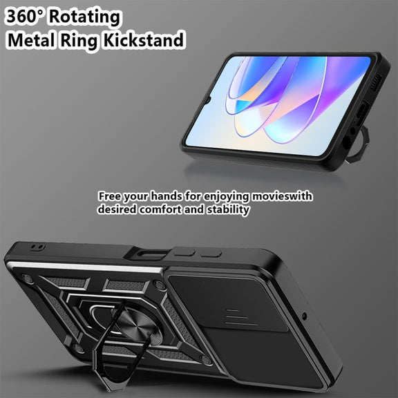 For Honor X7a 5G Sliding Camera Cover Design TPU+PC Phone Case(Silver)