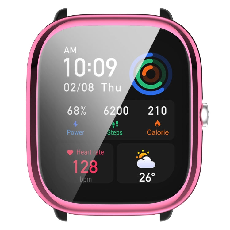 For Amazfit GTS4 Mini Full Coverage TPU Electroplating Watch Protective Case(Pink)