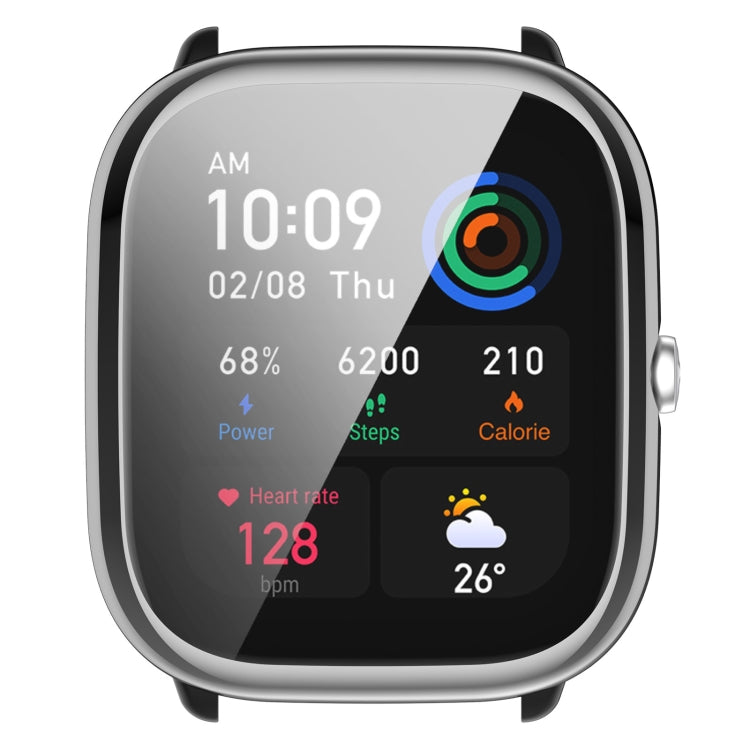 For Amazfit GTS4 Mini Full Coverage TPU Electroplating Watch Protective Case(Silver)