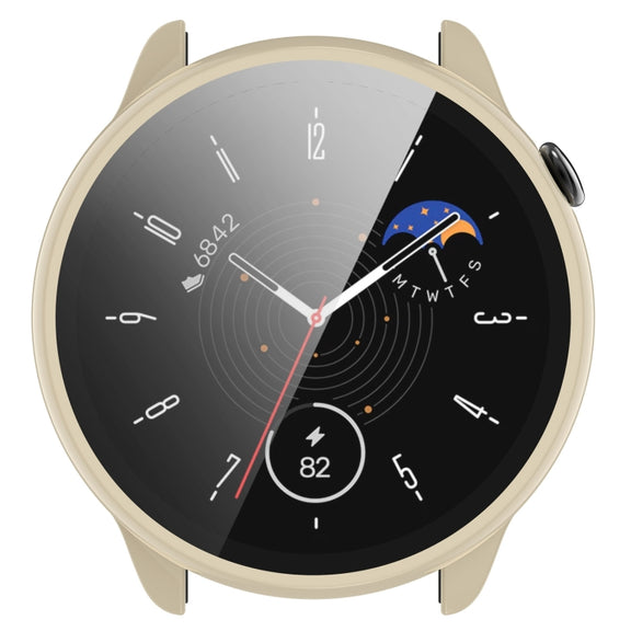 For Amazfit GTR Mini PC + Tempered Film Integrated Watch Protective Case(Ivory White)