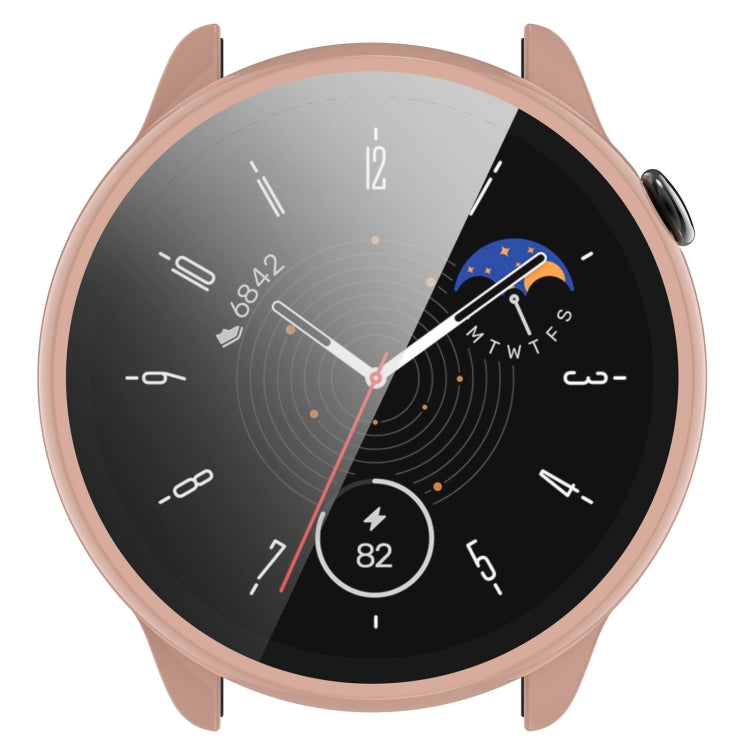 For Amazfit GTR Mini PC + Tempered Film Integrated Watch Protective Case(Pink)
