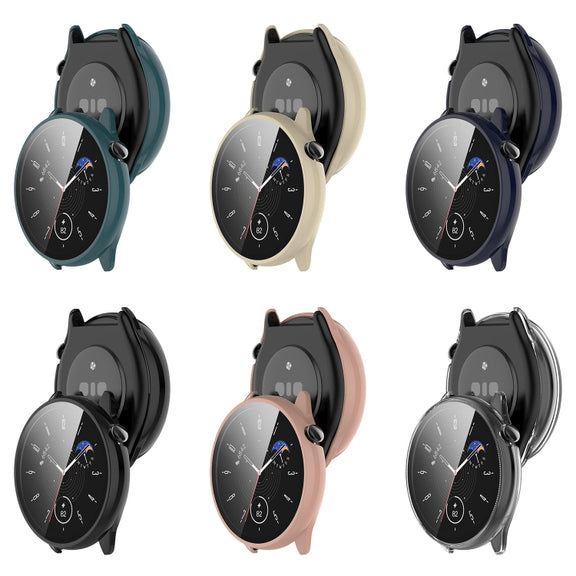 For Amazfit GTR Mini PC + Tempered Film Integrated Watch Protective Case(Pine Green)