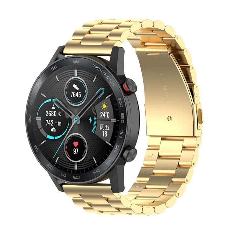 For Honor Watch GS 3i 22mm Three Bead Stainless Steel Metal Watch Band(Gold) -  by PMC TechLife | Online Shopping South Africa | PMC TechLife