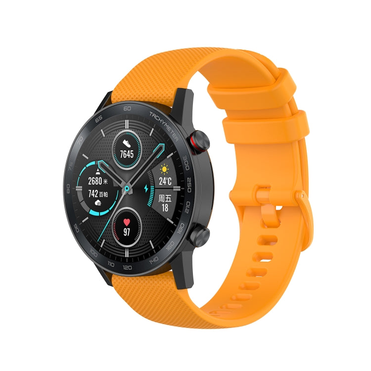For Honor Watch GS 3i 22mm Small Plaid Texture Silicone Watch Band(Amber Yellow) - Smart Wear by PMC TechLife | Online Shopping South Africa | PMC TechLife