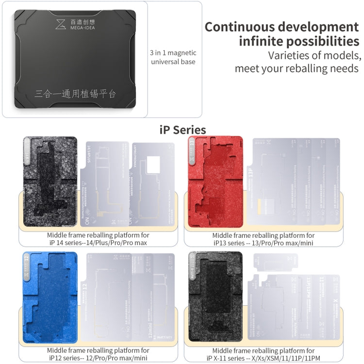 For iPhone 14 Series Qianli Mega-idea Multi-functional Middle Frame Positioning BGA Reballing Platform - free shipping - PMC TechLife - Order now!