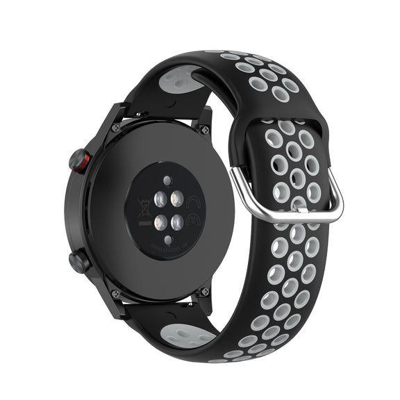 For Honor Watch GS 3i 22mm Sports Two-tone Silicone Watch Band(Black Grey)