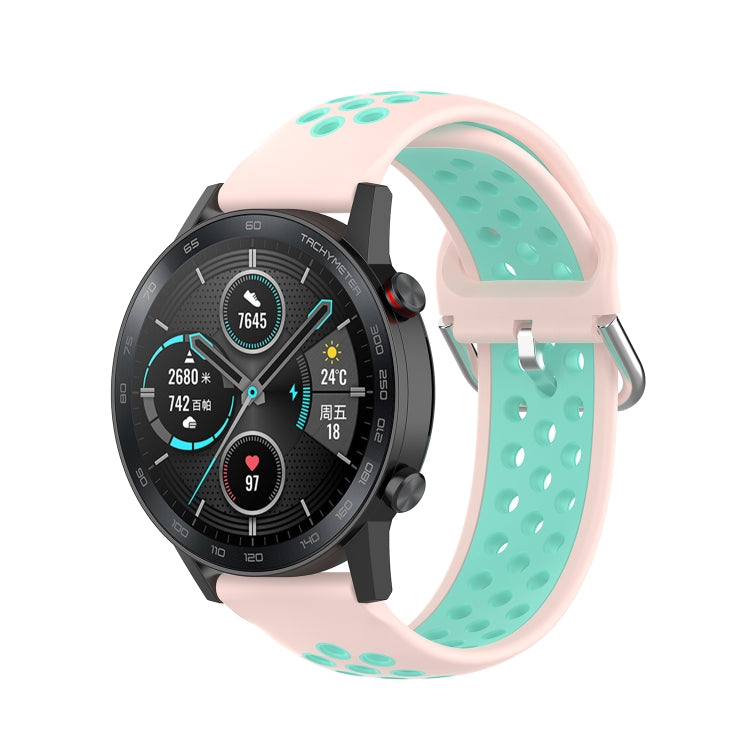 For Honor Watch GS 3i 22mm Sports Two-tone Silicone Watch Band(Pink Teal) - Smart Wear by PMC TechLife | Online Shopping South Africa | PMC TechLife