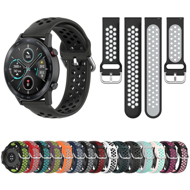 For Honor Watch GS 3i 22mm Sports Two-tone Silicone Watch Band(Black Grey)