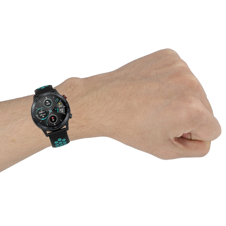 For Honor Watch GS 3i 22mm Sports Two-tone Silicone Watch Band(White Black)
