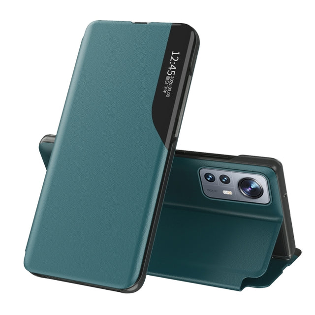 For Xiaomi Redmi Note 12 Pro+ 5G Global Side Display Flip Leather Phone Case with Holder(Green)