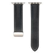 Folding Buckle Genuine Leather Watch Band For Apple Watch Series 8&7 41mm / SE 2&6&SE&5&4 40mm / 3&2&1 38mm(Black)