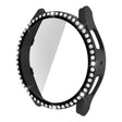For Samsung Galaxy Watch5 44mm Single Row Diamond PC + Tempered Glass Watch Case(Black) -  by PMC TechLife | Online Shopping South Africa | PMC TechLife