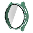 For Samsung Galaxy Watch5 44mm Single Row Diamond PC + Tempered Glass Watch Case(Light Green) - Smart Wear by PMC TechLife | Online Shopping South Africa | PMC TechLife