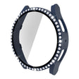 For Samsung Galaxy Watch5 44mm Single Row Diamond PC + Tempered Glass Watch Case(Midnight Blue) -  by PMC TechLife | Online Shopping South Africa | PMC TechLife