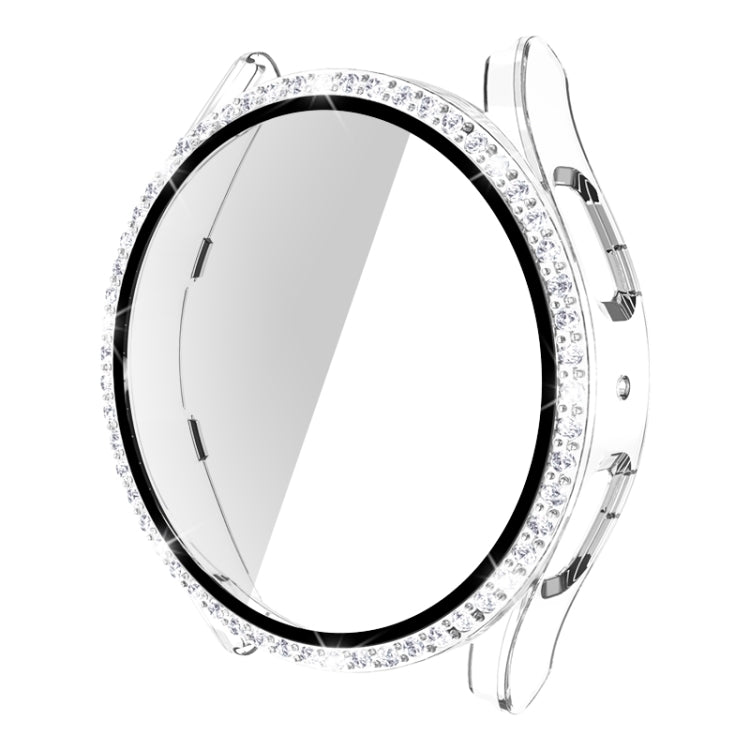 For Samsung Galaxy Watch5 44mm Single Row Diamond PC + Tempered Glass Watch Case(Transparent) -  by PMC TechLife | Online Shopping South Africa | PMC TechLife