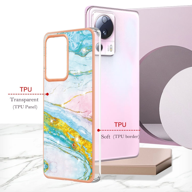 For Xiaomi 13 Lite 5G Electroplating Marble Dual-side IMD Phone Case(Green 004)