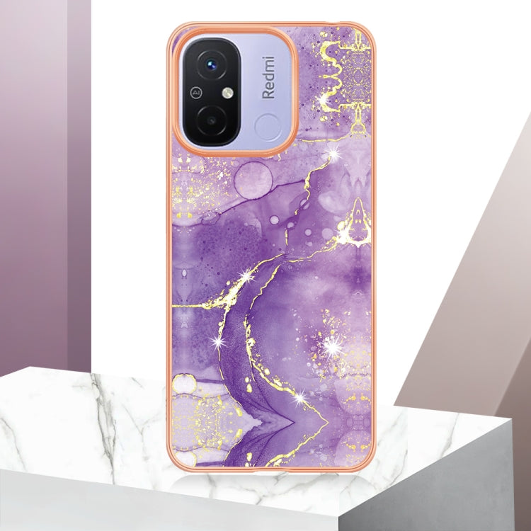 For Xiaomi Redmi 12C/11A 4G Global Electroplating Marble Dual-side IMD Phone Case(Purple 002) - free shipping - PMC TechLife - Order now!