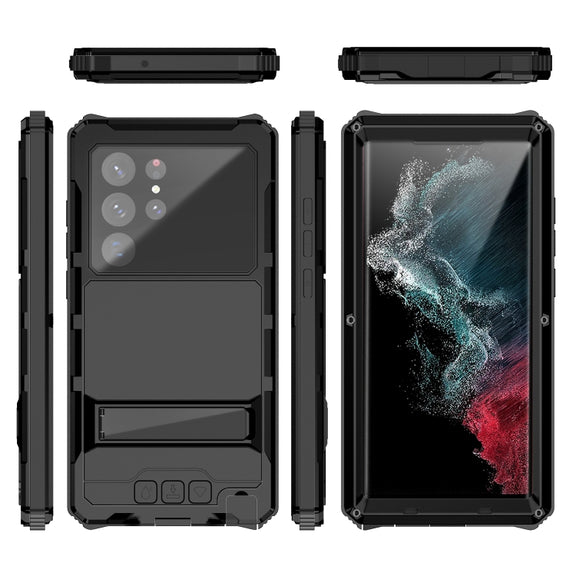 For Samsung Galaxy S22 Ultra 5G R-JUST RJ-56 3rd Gen Life Water-resistant Dustproof Shockproof Phone Case(Black)