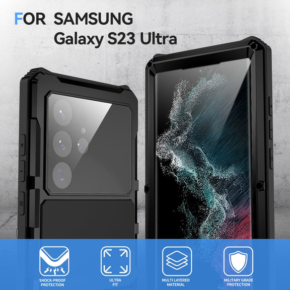 For Samsung Galaxy S22 Ultra 5G R-JUST RJ-56 3rd Gen Life Water-resistant Dustproof Shockproof Phone Case(Black)