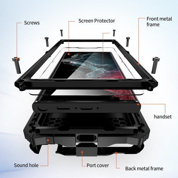 For Samsung Galaxy S22 Ultra 5G R-JUST RJ-56 3rd Gen Life Water-resistant Dustproof Shockproof Phone Case(Black)