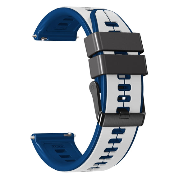 20mm Universal Vertical Line Two-Color Silicone Watch Band(White+Dark Blue)