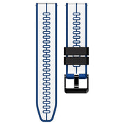 20mm Universal Vertical Line Two-Color Silicone Watch Band(White+Dark Blue)