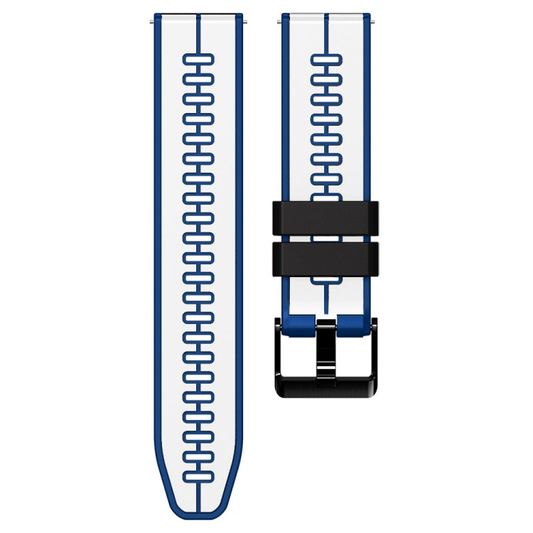 20mm Universal Vertical Line Two-Color Silicone Watch Band(White+Dark Blue)