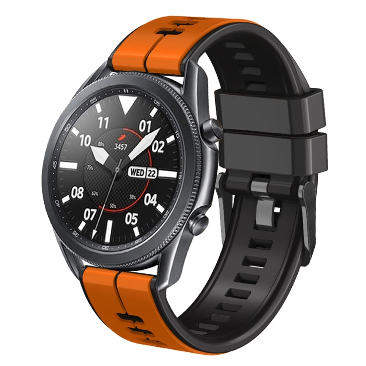 20mm Universal Vertical Line Two-Color Silicone Watch Band(Orange+Black) - Smart Wear by PMC TechLife | Online Shopping South Africa | PMC TechLife