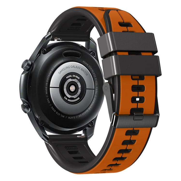 20mm Universal Vertical Line Two-Color Silicone Watch Band(Orange+Black)